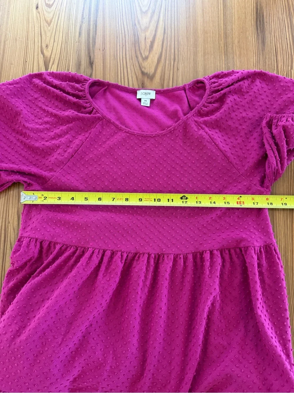 J.Crew Fuchsia Swiss Dot Tiered Puff Sleeve Dress Size Medium